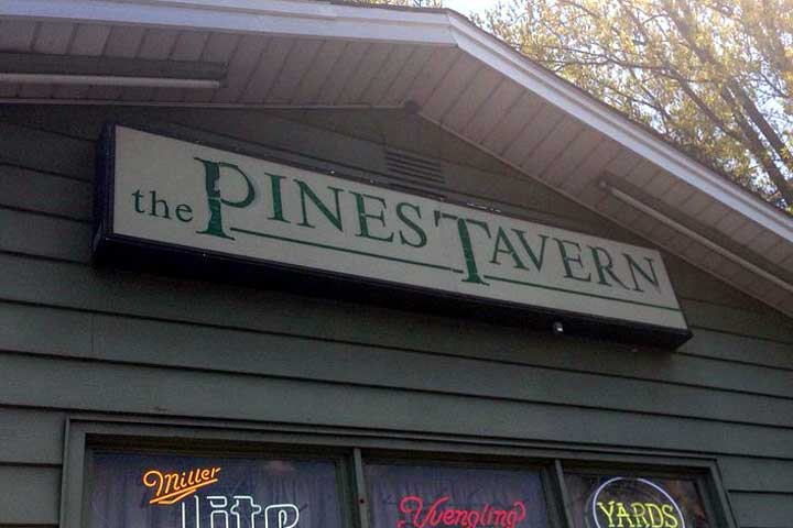 The Pines Tavern historic stone exterior on North Radcliffe Street - Bristol PA