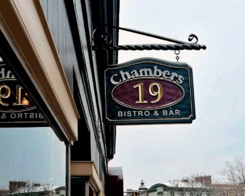Sidewalk dining area on Main Street - Chambers 19 Bistro Doylestown